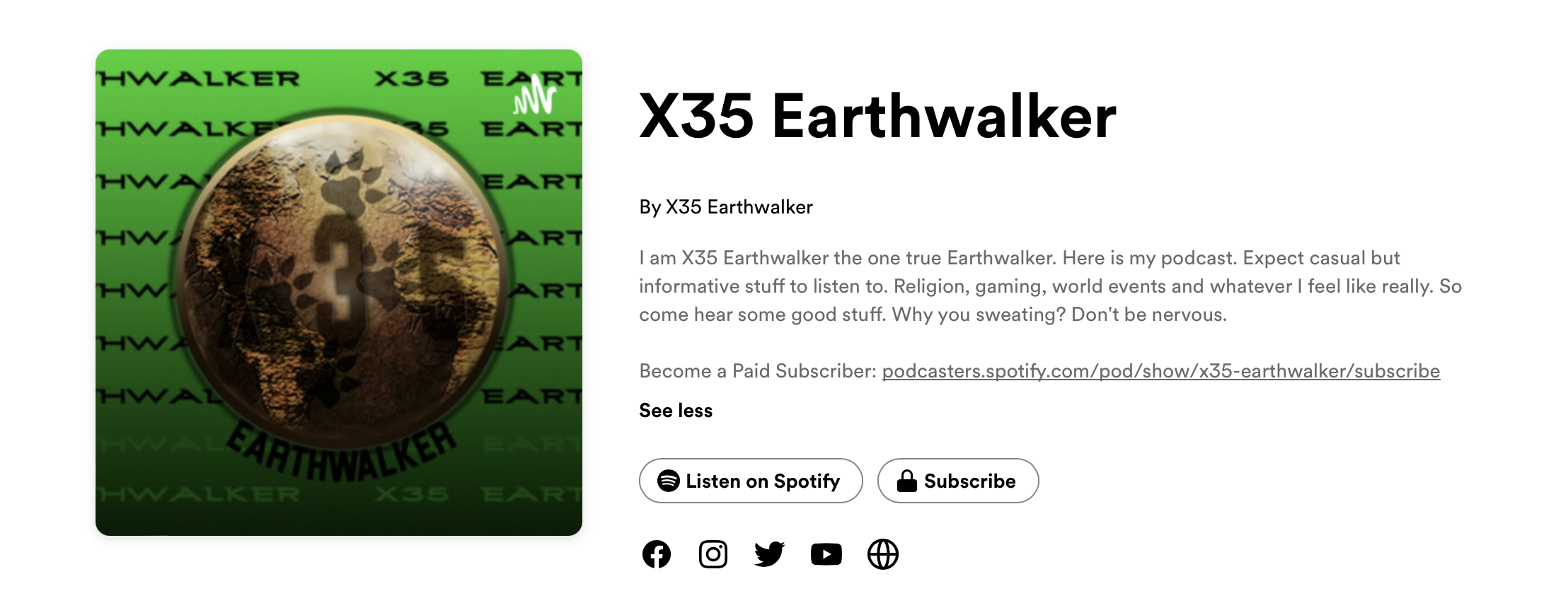 Podcast channel X35 Earthwalker